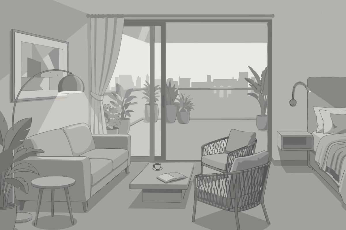 Apartamento de 1 dormitorio con terraza